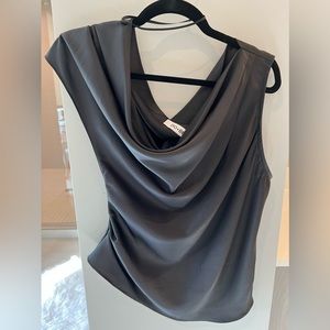 DO+BE black sexy silky like draped top. Can be worn off the shoulder. Size M